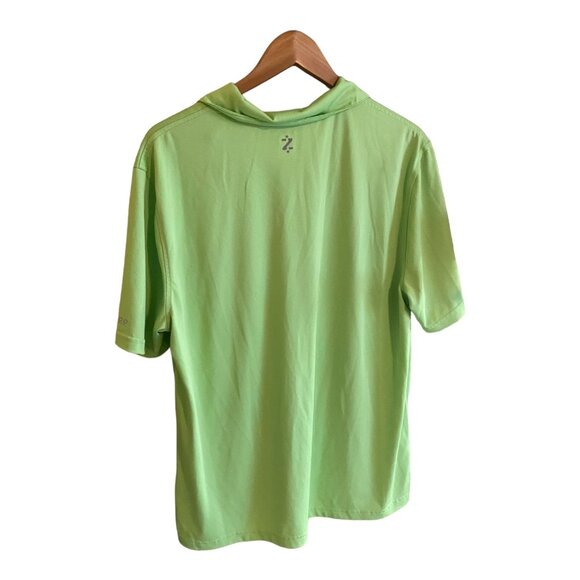 Izod Polo Shirt L Green Striped Performance Golf Short Sleeve Activewear - Picture 3 of 6